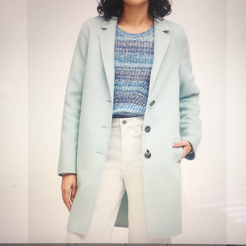 NWT Banana Republic Blue Single-Breasted Unlined Wool-Blend Coat